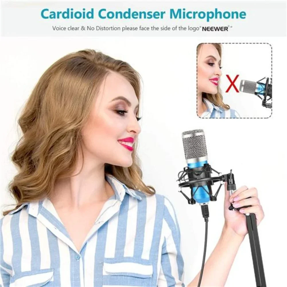USB Microphone Kit 192KHZ/24BIT Plug&Play Computer Cardioid Mic Podcast